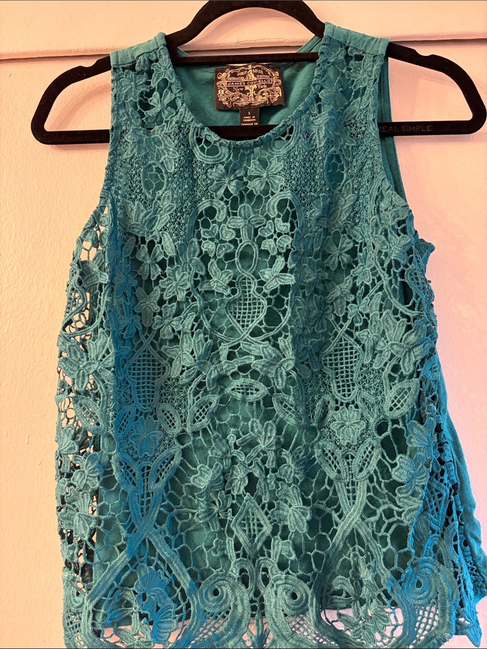 Anthropologie Teal Crochet Lace Camisole